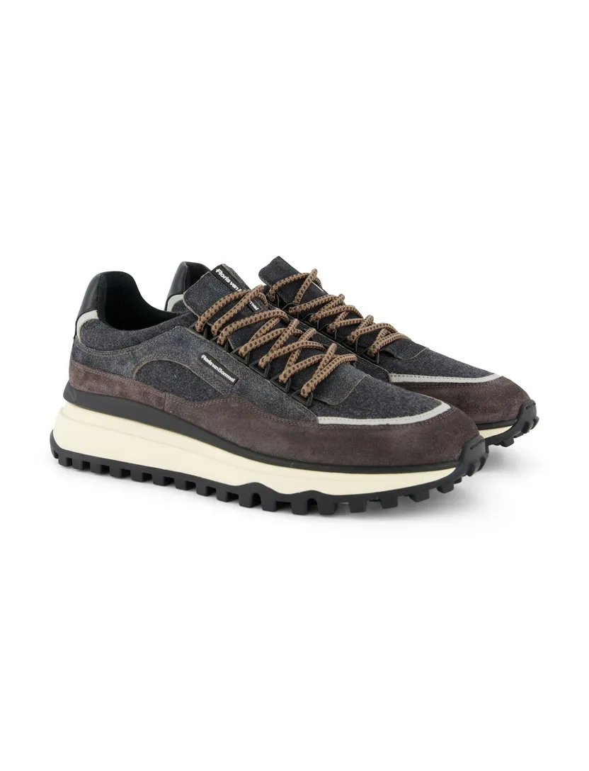 Sneaker Floris van Bommel veters grijs bruin