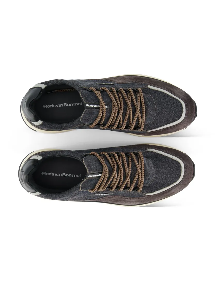 Sneaker Floris van Bommel veters grijs bruin