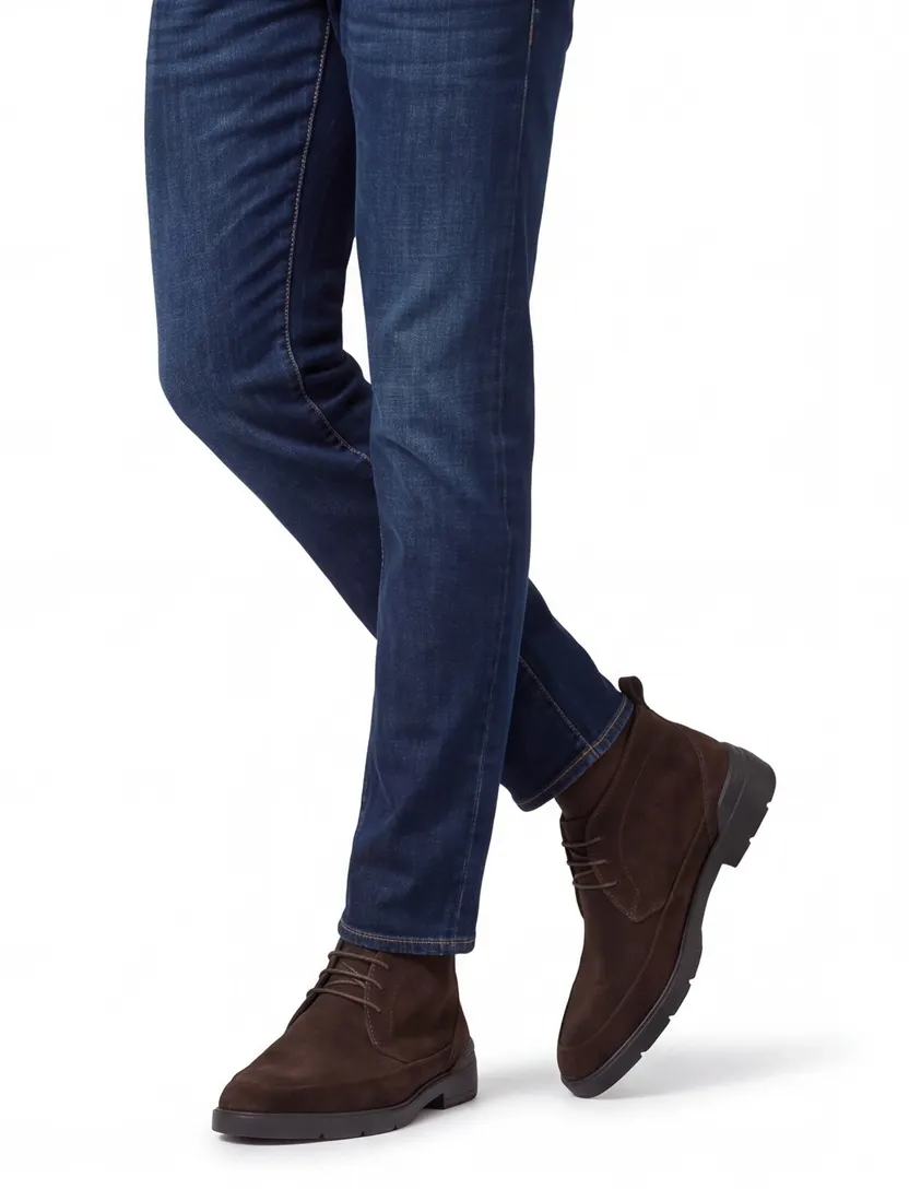 Schoenen Floris van bommel effen bruin suede hoog