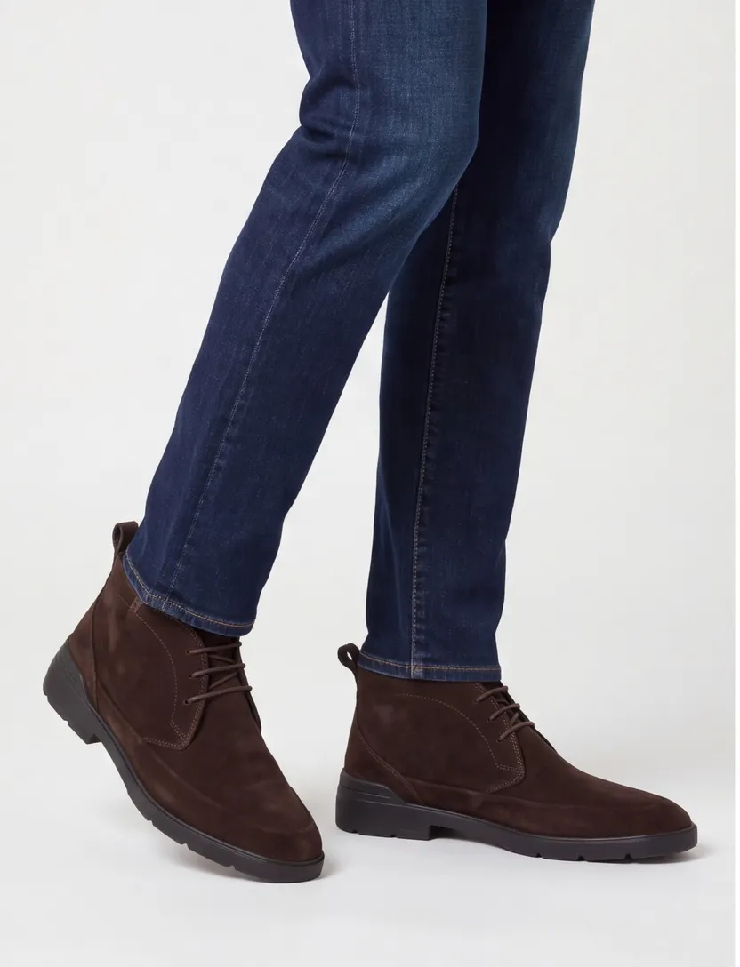 Schoenen Floris van bommel effen bruin suede hoog