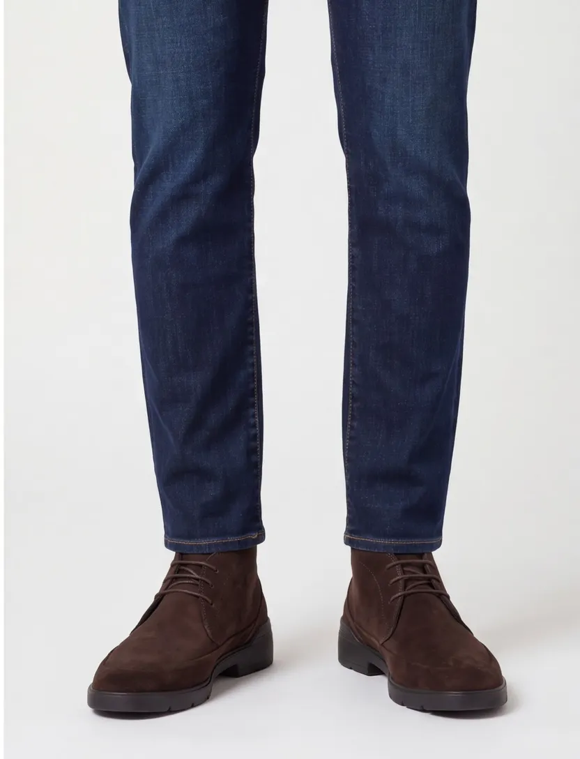 Schoenen Floris van bommel effen bruin suede hoog