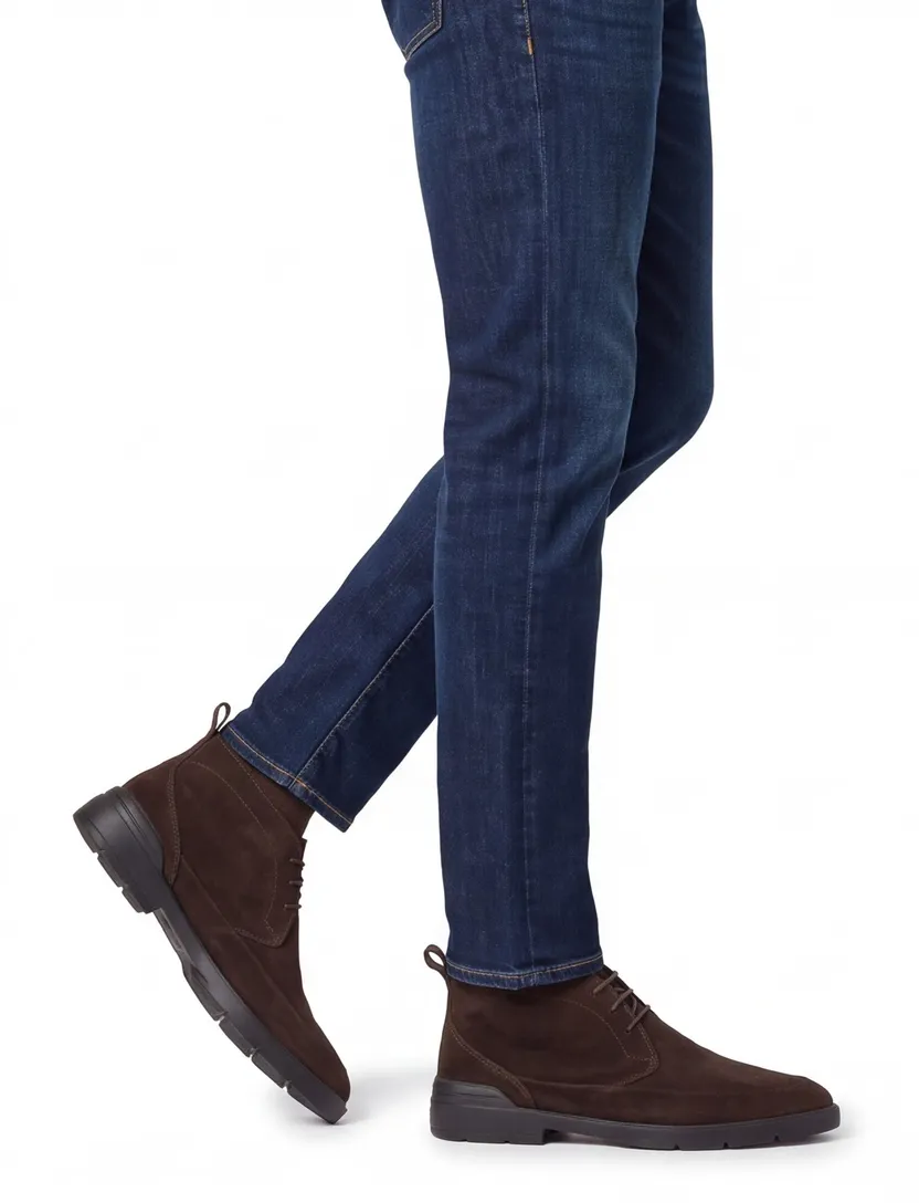 Schoenen Floris van bommel effen bruin suede hoog