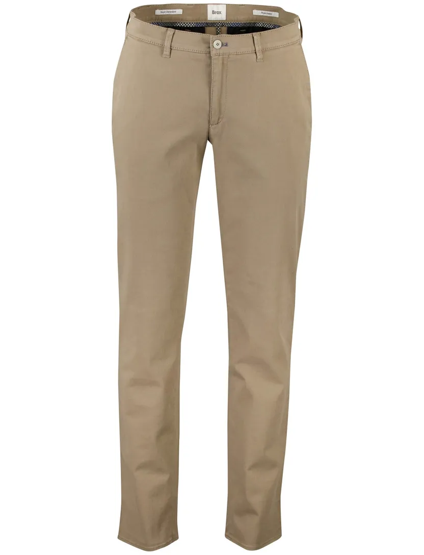 Brax Fabio pantalon effen camel katoen wijde fit