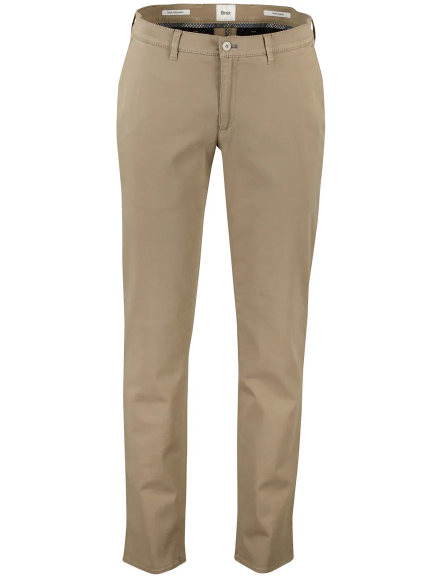 Brax Fabio pantalon effen camel wijde fit katoen