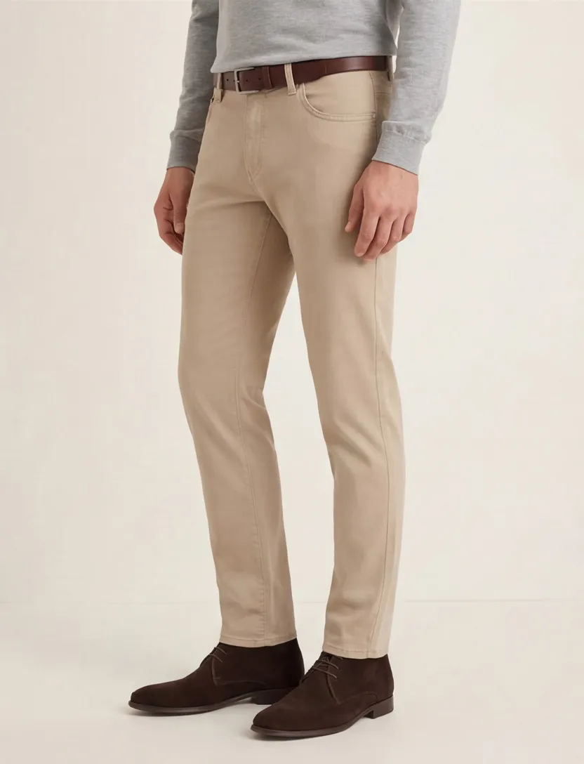 Brax pantalon 5-pocket beige effen zonder omslag