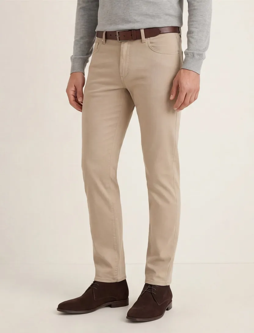 Brax pantalon 5-pocket beige effen zonder omslag