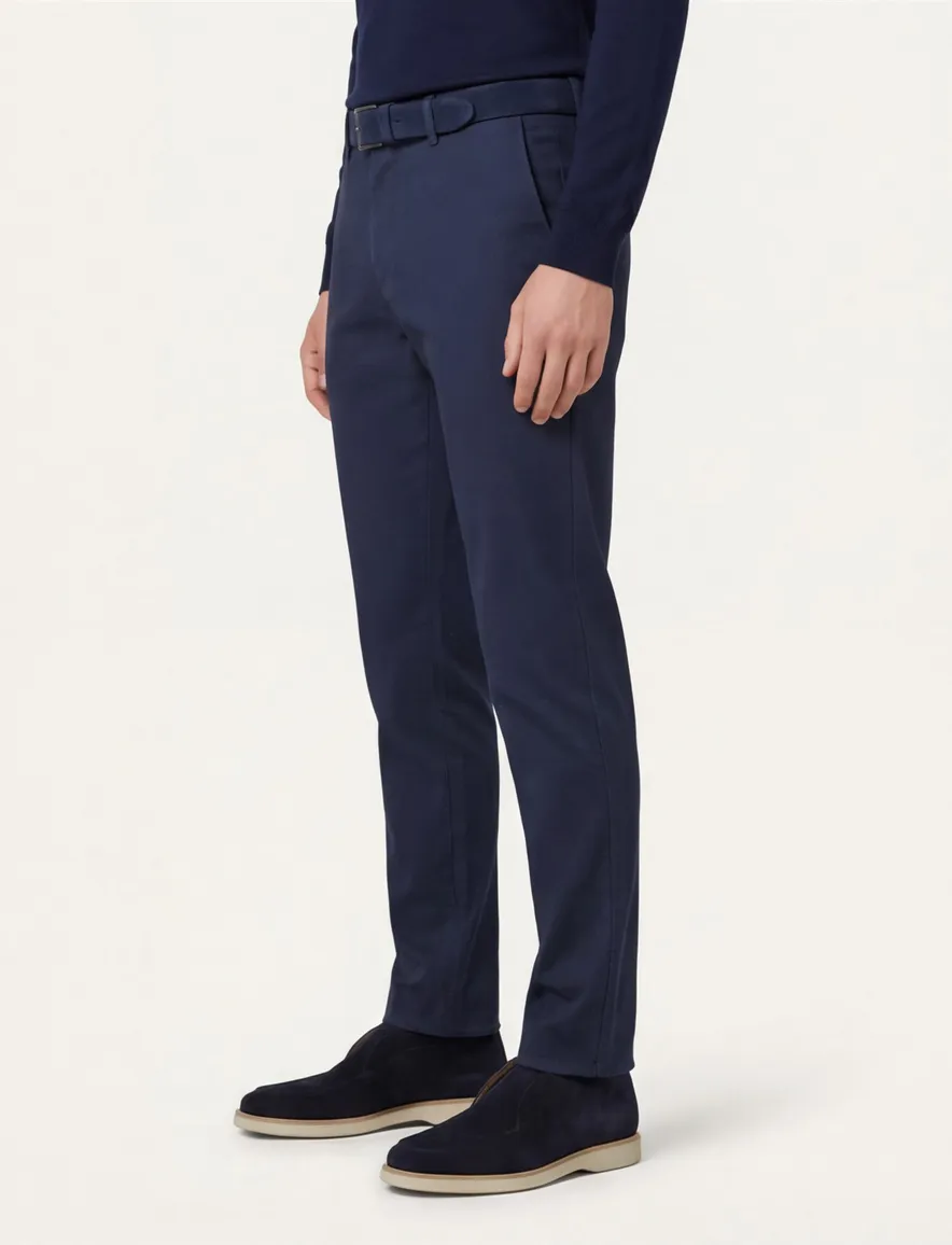 Brax pantalon effen donkerblauw normale fit