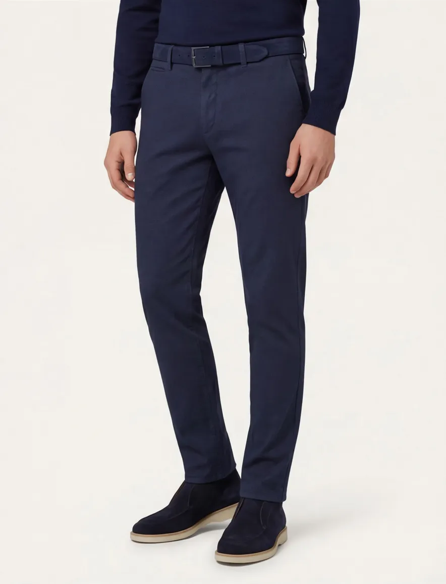 Brax pantalon effen donkerblauw normale fit