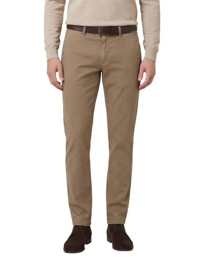 Brax Brax Fabio pantalon effen bruin wijde fit katoen flatfront