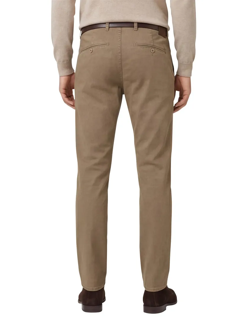 Brax Fabio pantalon bruin effen wijde fit katoen flatfront