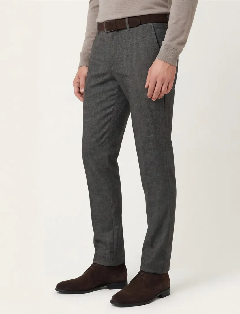 Brax Fabio pantalon grijs gemeleerd wijde fit katoen