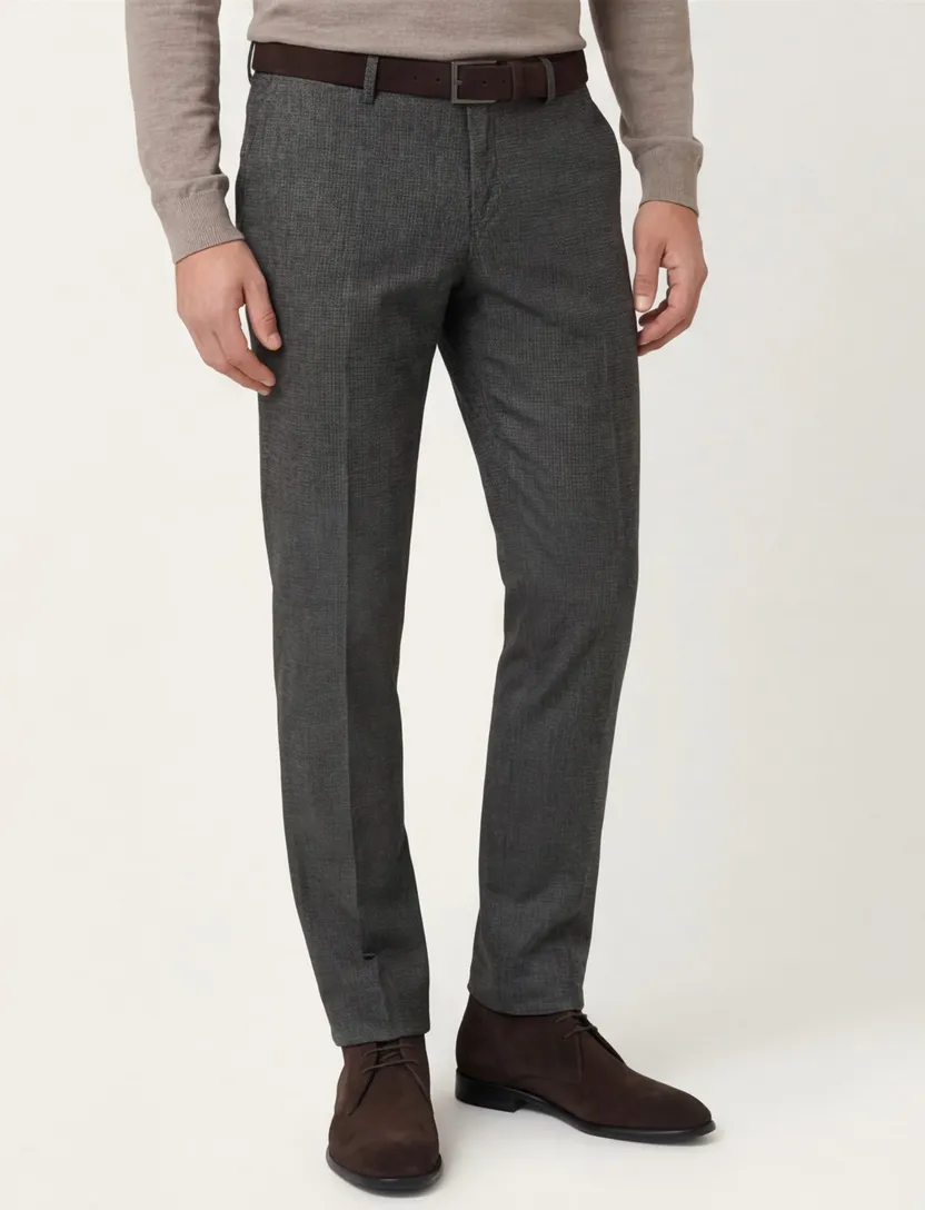 Brax Fabio pantalon grijs gemeleerd wijde fit katoen