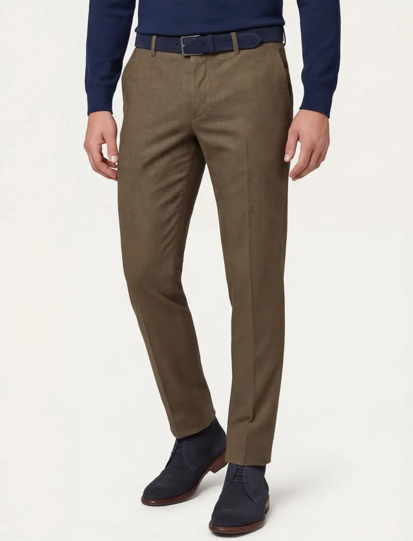 Brax Fabio pantalon bruin effen wijde fit katoen