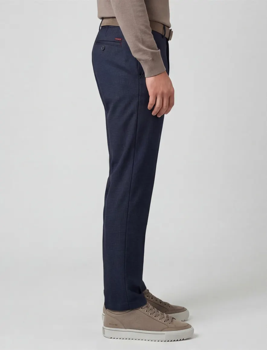 Eurex pantalon donkerblauw geruit regular fit