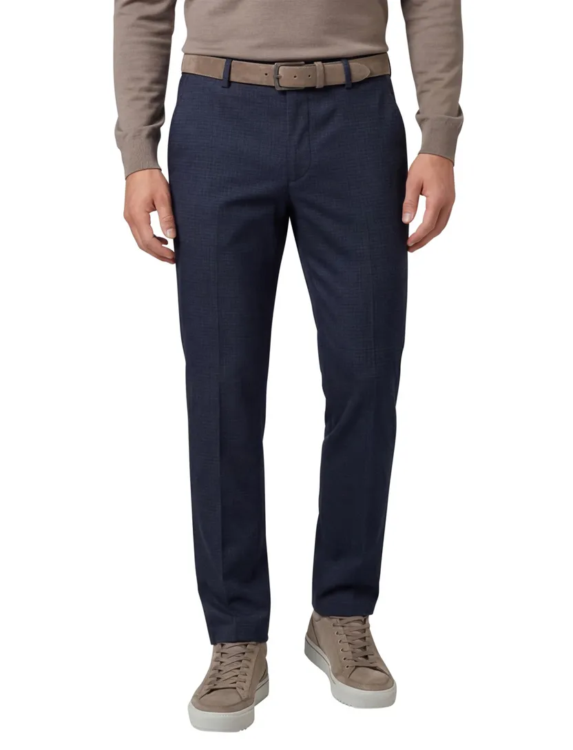 Eurex pantalon donkerblauw geruit regular fit