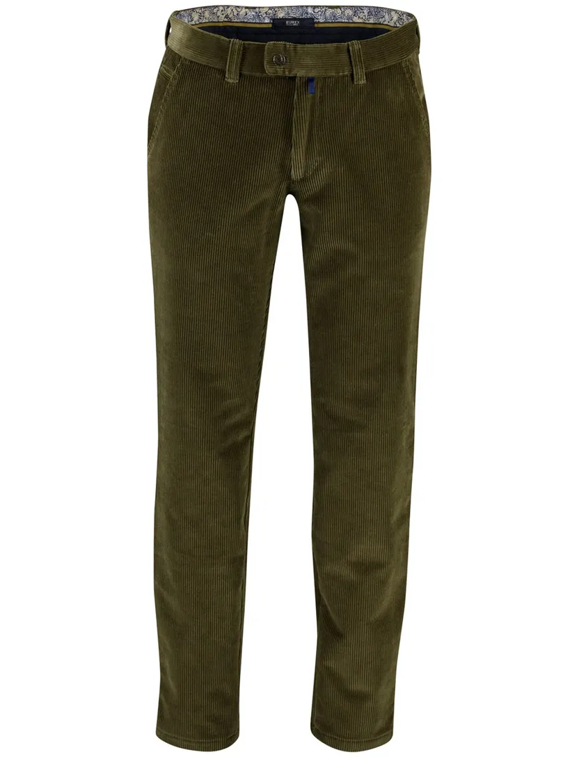 Eurex pantalon katoen groen effen normale fit