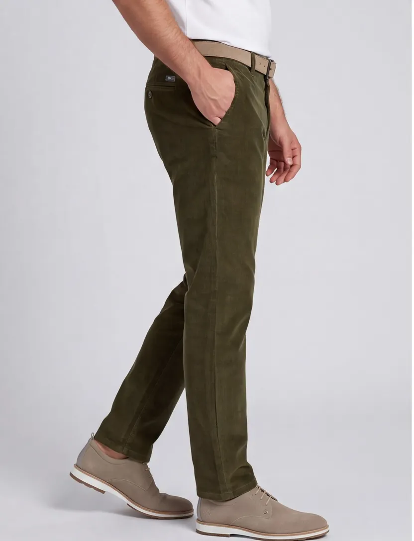 Eurex pantalon katoen groen effen normale fit