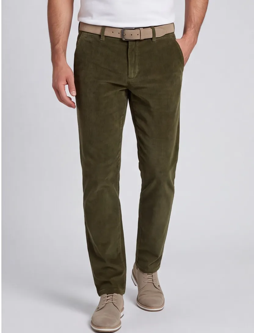 Eurex pantalon katoen groen effen normale fit
