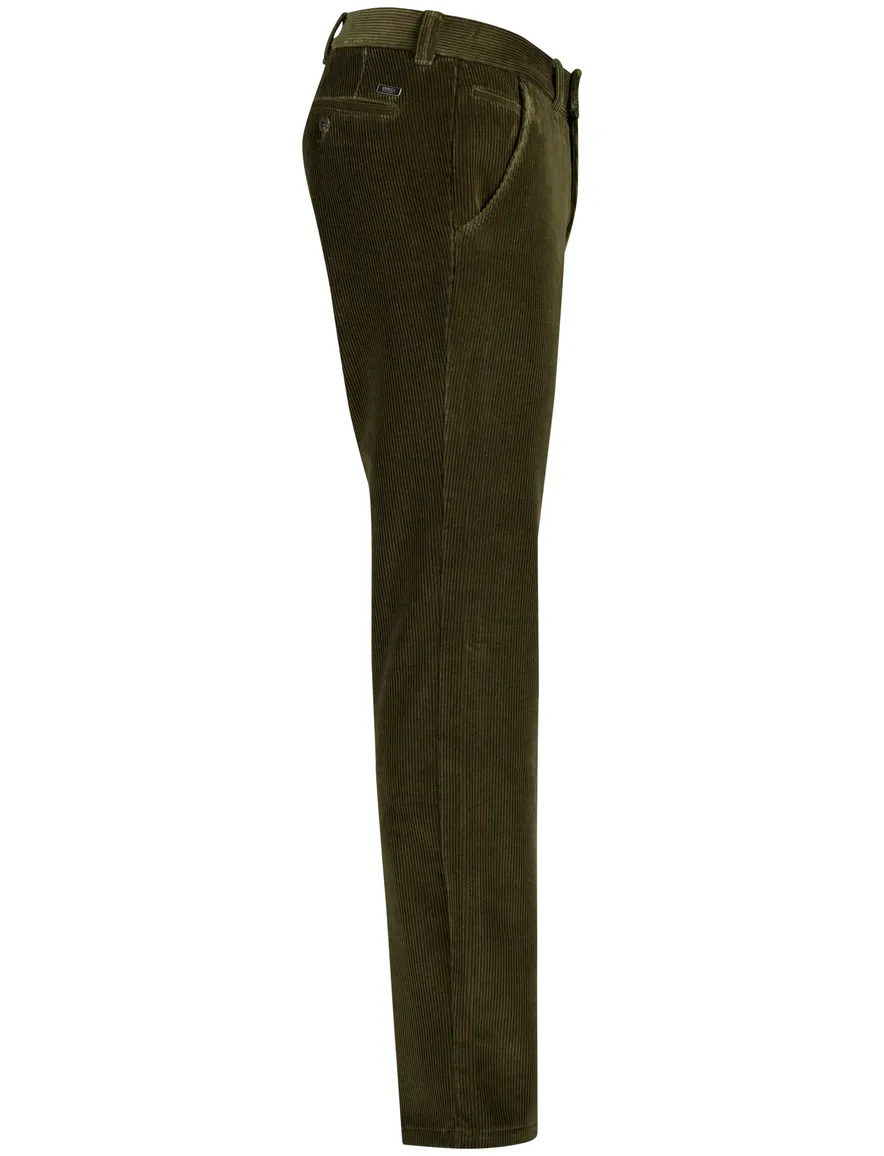 Eurex groen effen pantalon katoen normale fit