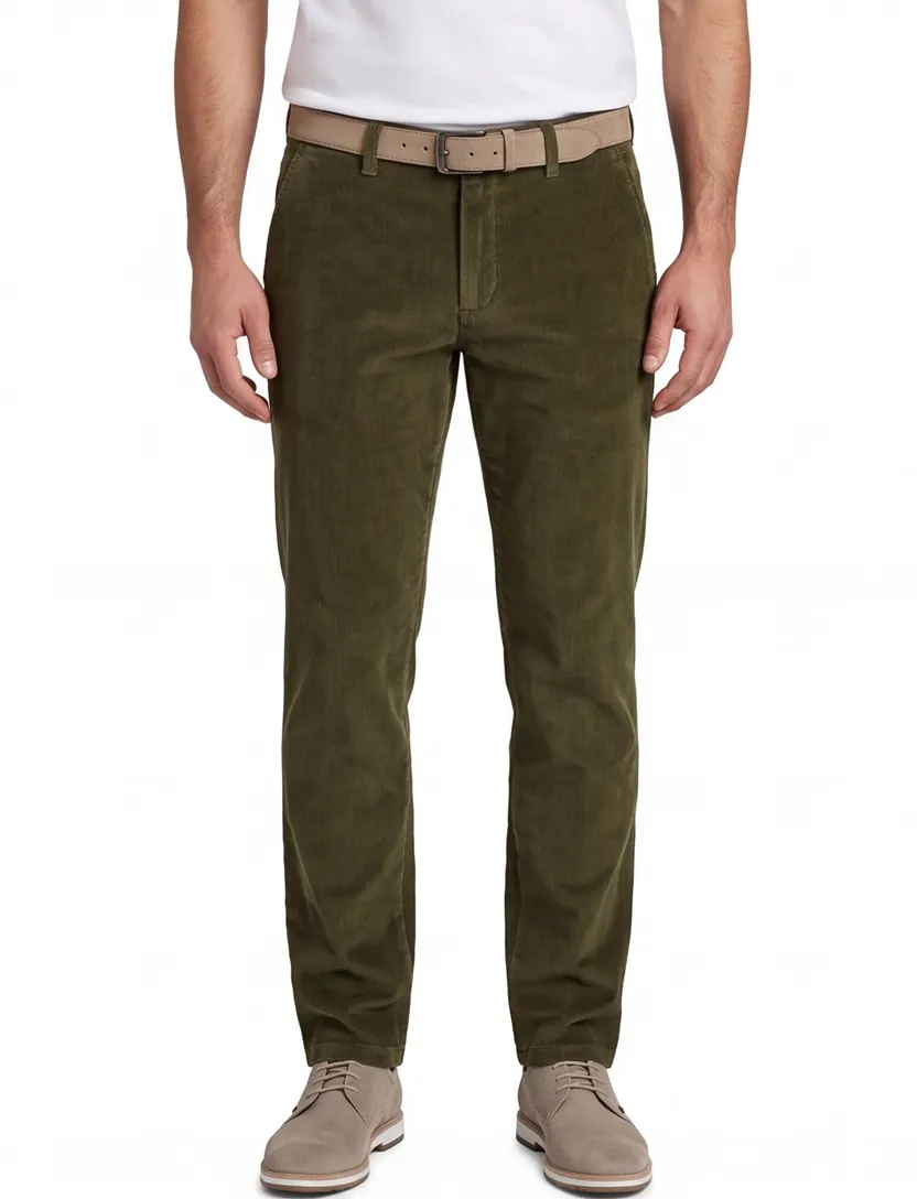 Eurex pantalon katoen groen effen normale fit
