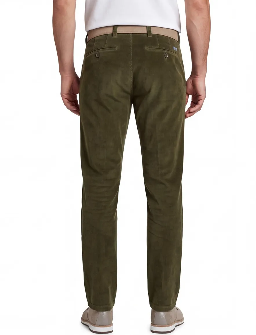 Eurex effen groen pantalon katoen normale fit