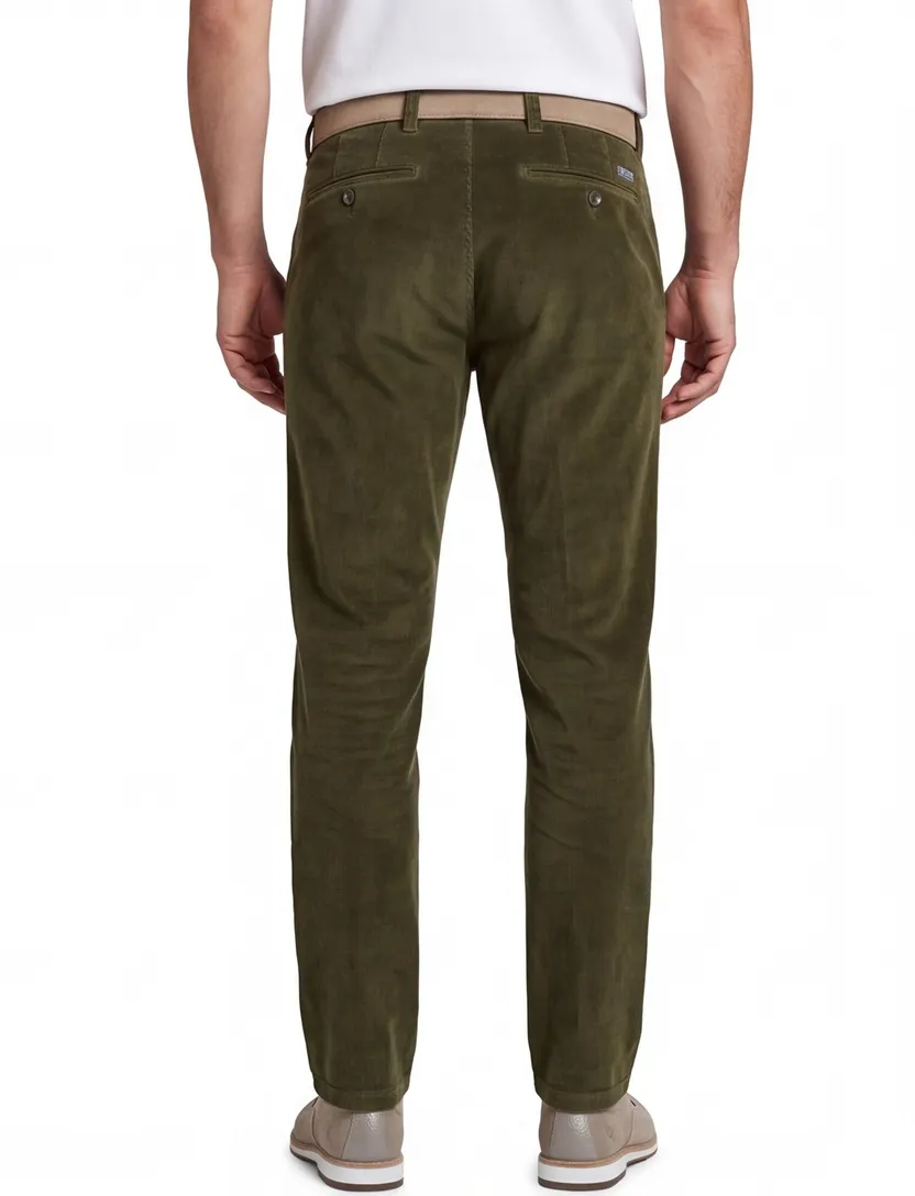 Eurex pantalon katoen groen effen normale fit