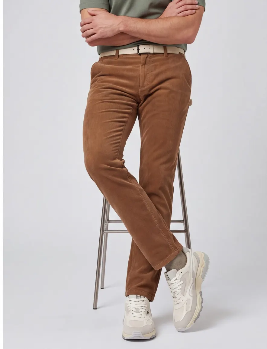 Eurex pantalon bruin corduroy zonder omslag