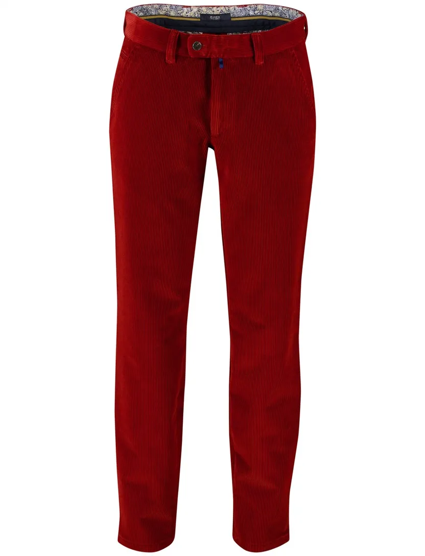Eurex pantalon rood effen structuur normale fit