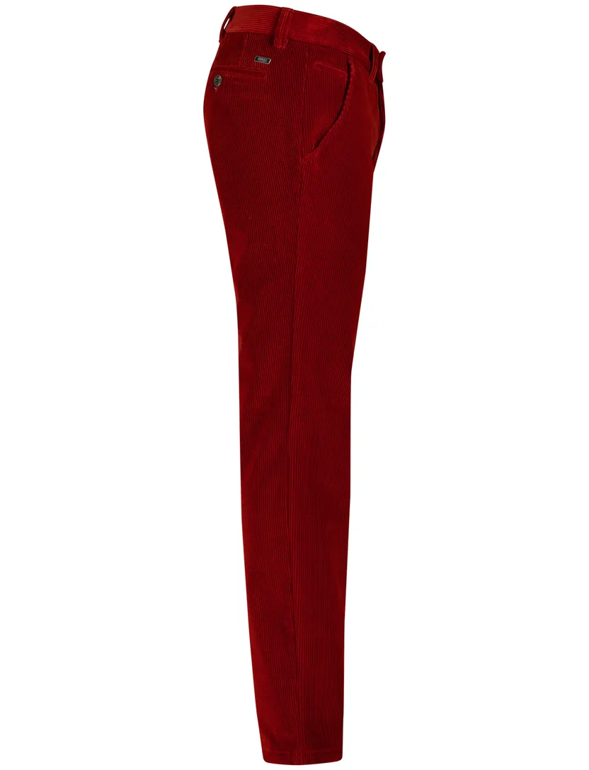 Eurex pantalon rood effen structuur normale fit