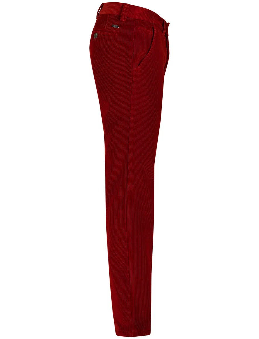 Eurex pantalon rood rib structuur normale fit effen
