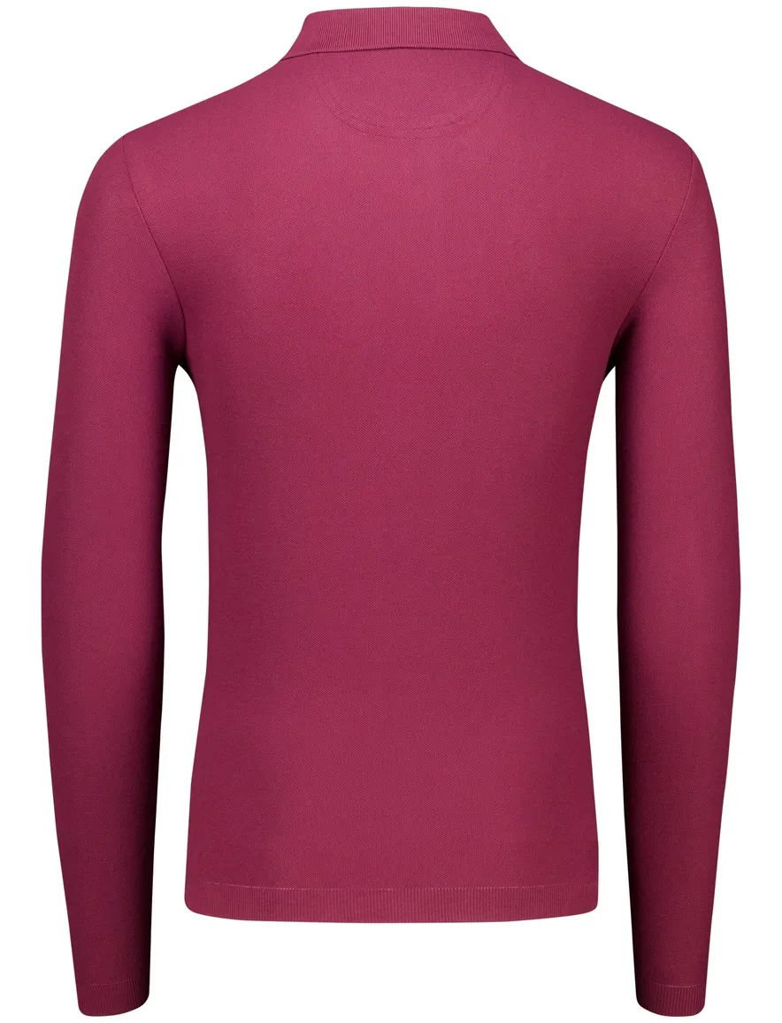Brax knitted polo lange mouw effen bordeaux normale fit