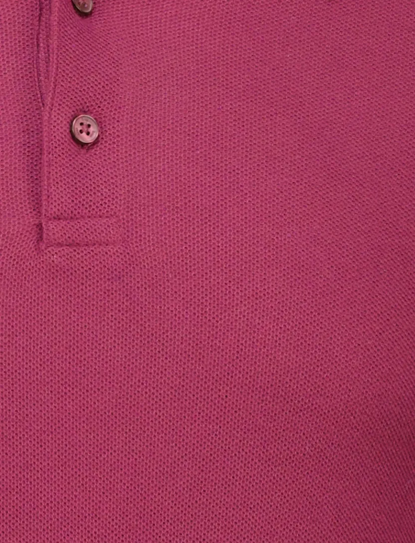 katoenen Brax knitted polo lange mouw bordeaux effen