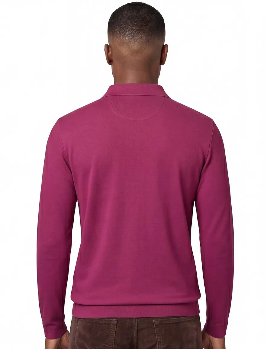 Brax knitted polo lange mouw bordeaux