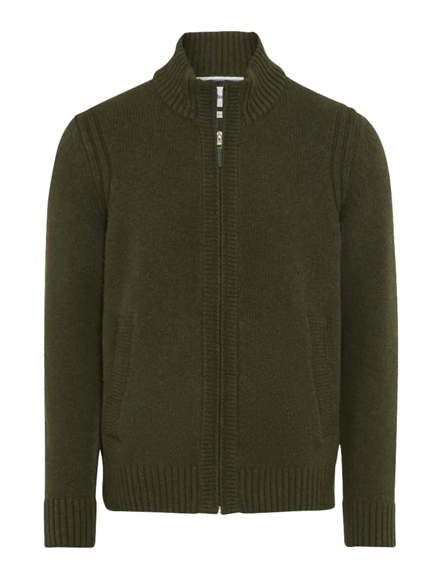 Brax vest groen effen gebreid