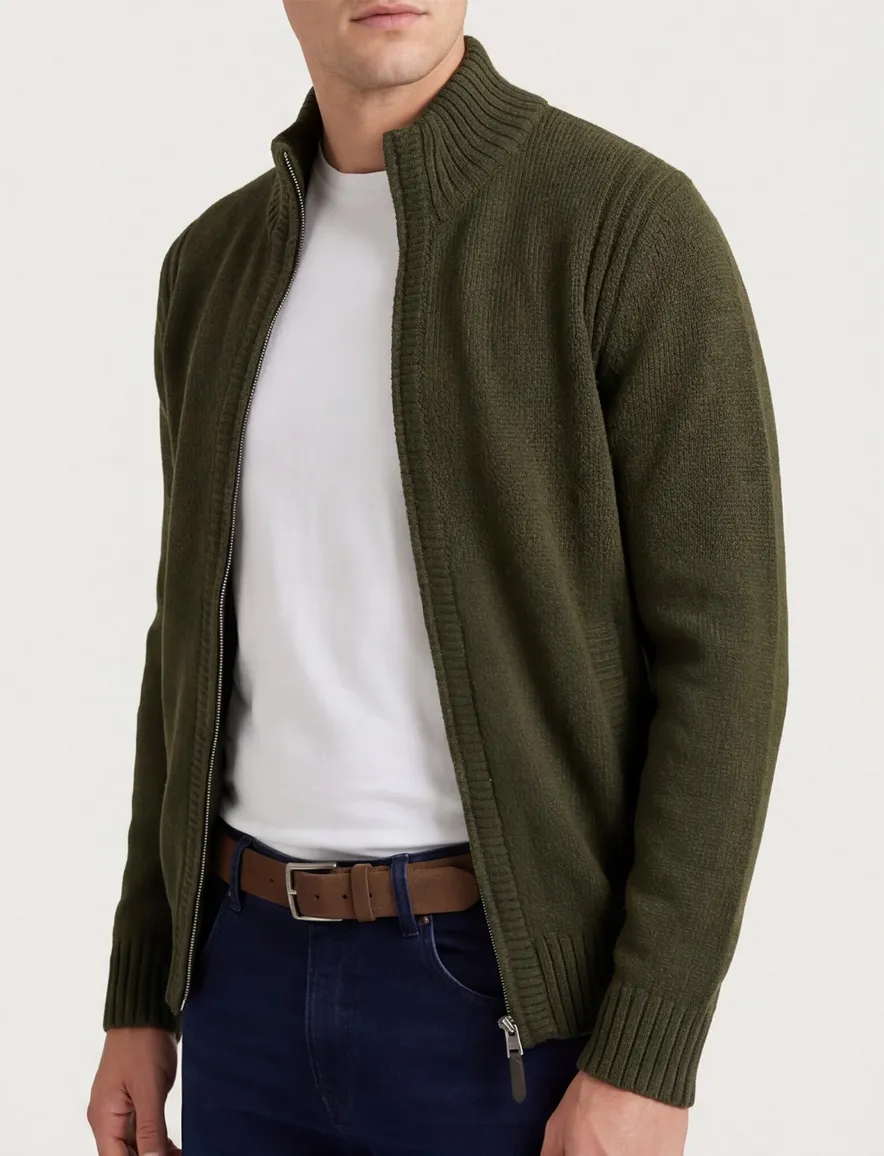 Brax vest groen effen gebreid