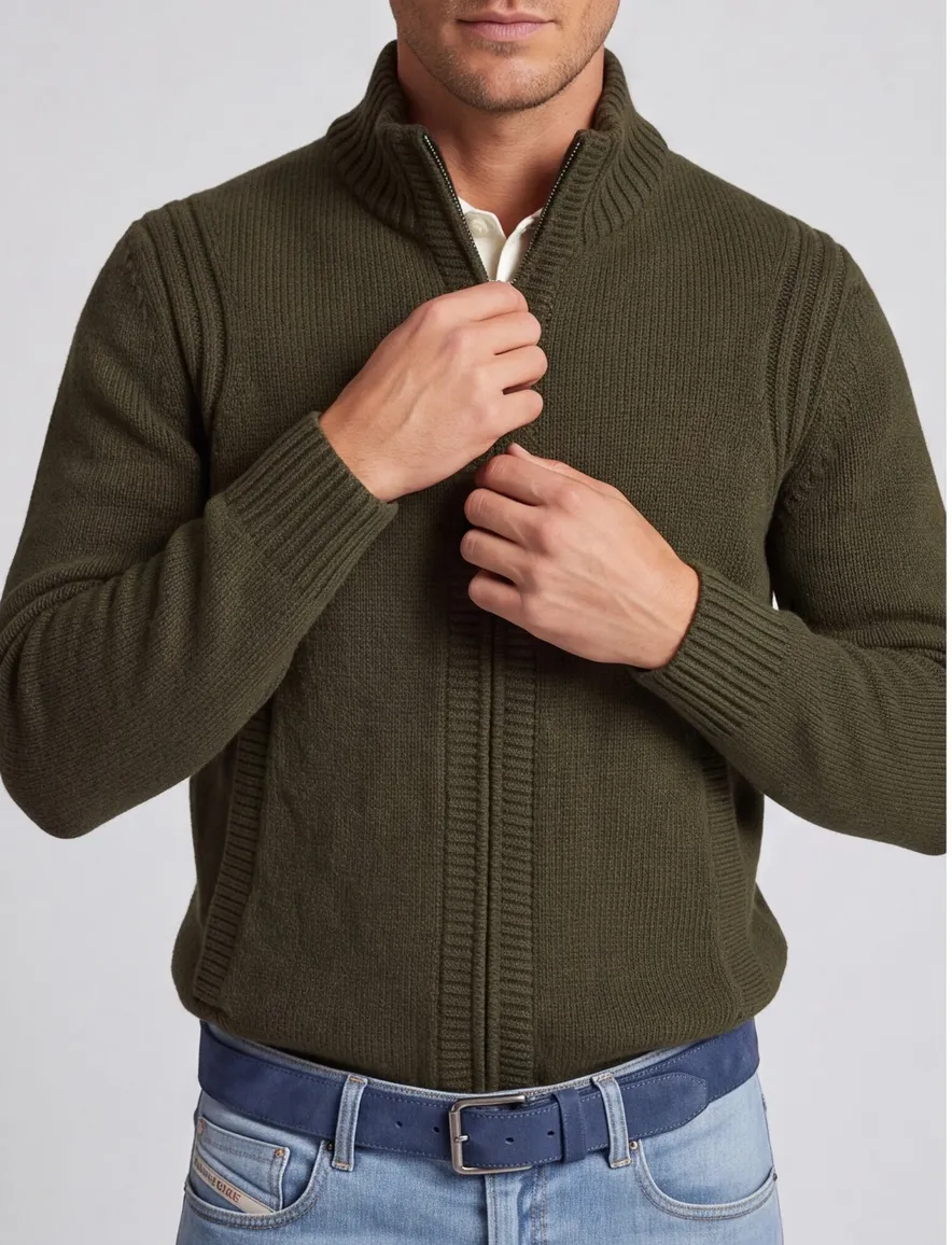 Brax vest groen effen gebreid