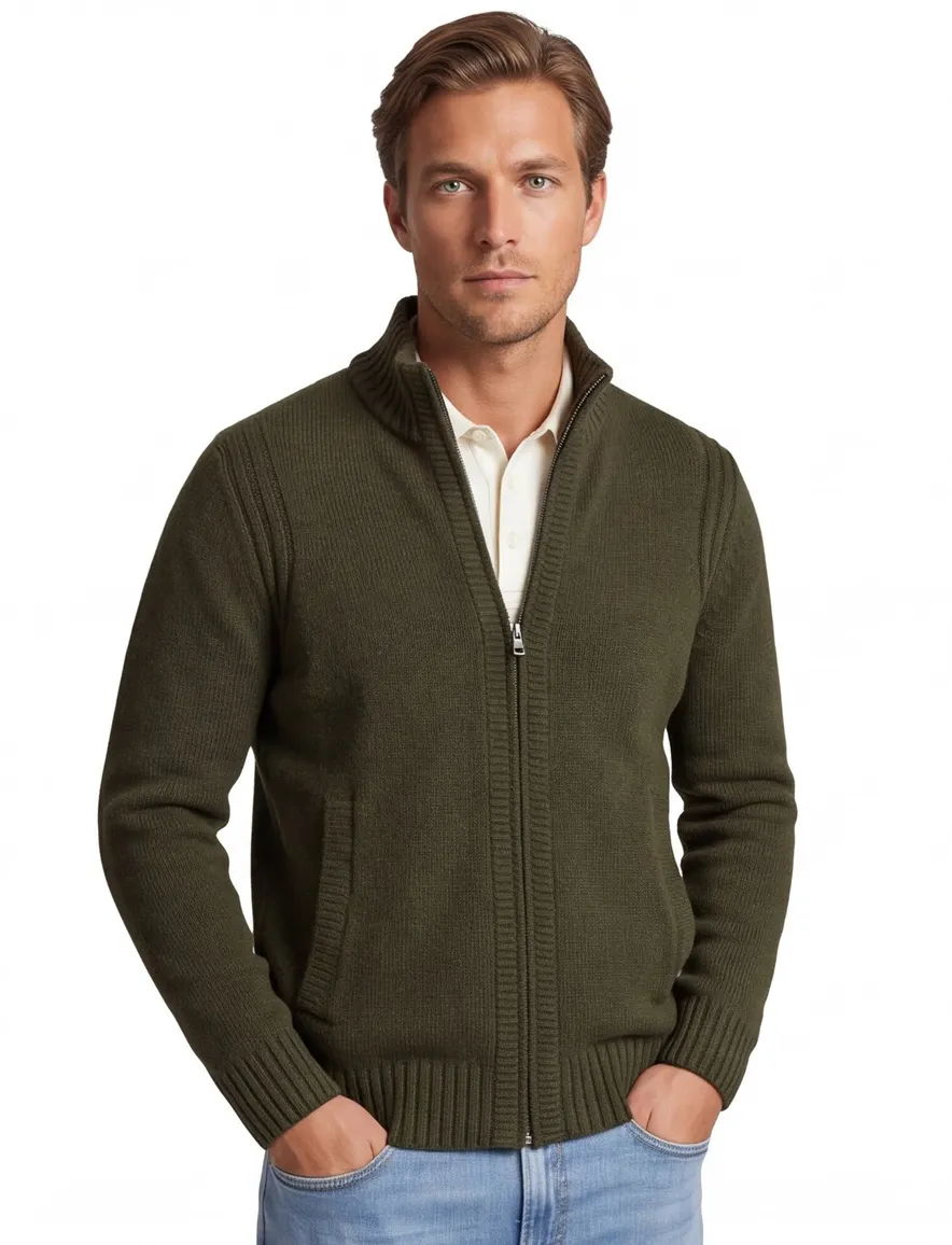 Brax vest groen effen gebreid