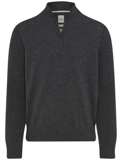 Brax Brax Trui Half Zip antraciet gemeleerd donker