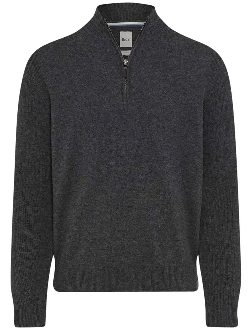 Brax trui half zip grijs