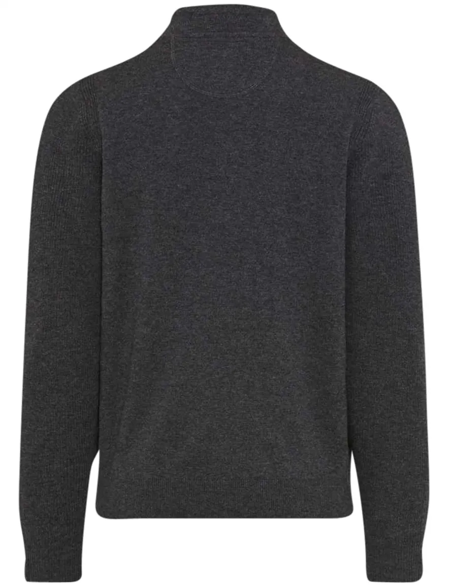Brax Trui Half Zip antraciet gemeleerd donker