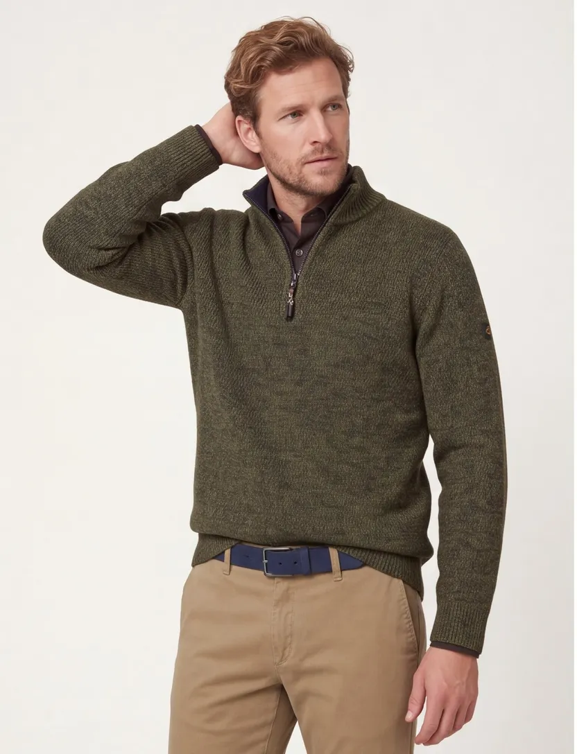 trui Camel Active half zip forest groen katoen