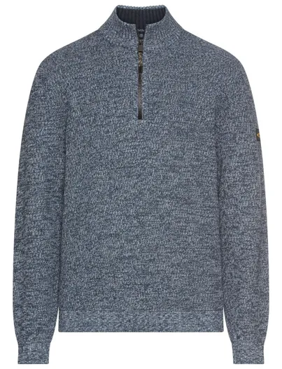 Camel Active Camel Active trui half zip blauw katoen