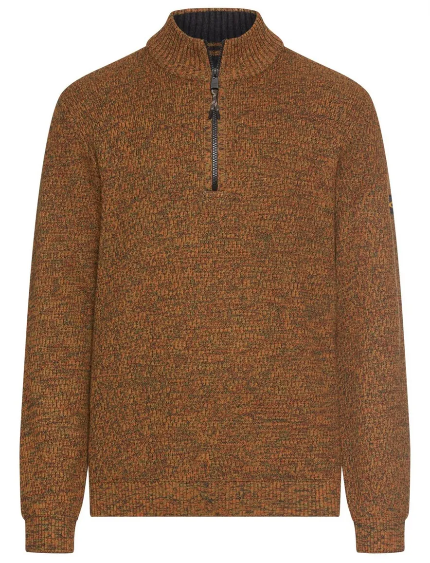 Camel Active trui half zip bruin katoen