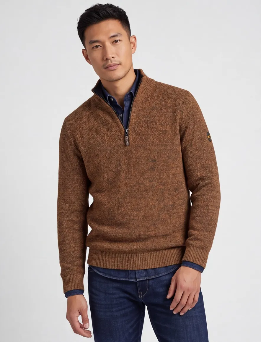Camel Active trui half zip bruin