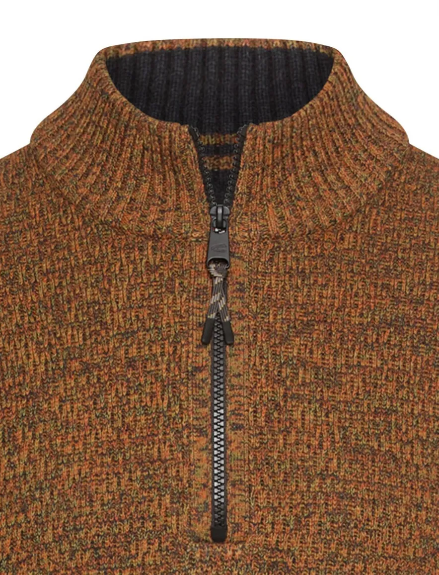 Camel Active trui half zip bruin katoen