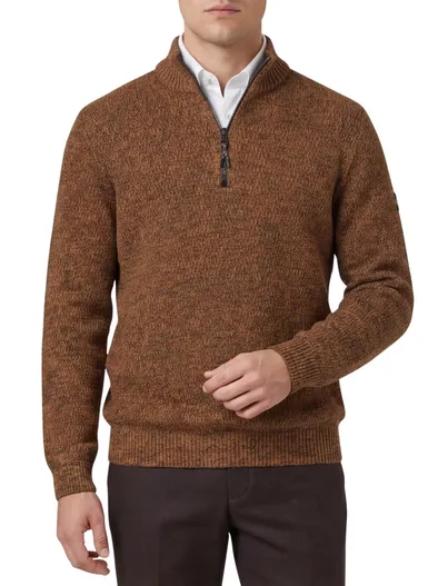 Camel Active Camel Active trui half zip bruin katoen