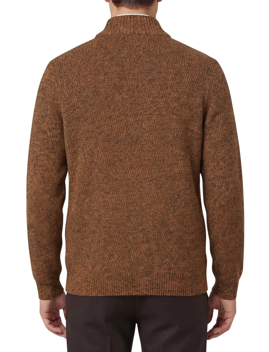 Camel Active trui half zip bruin katoen