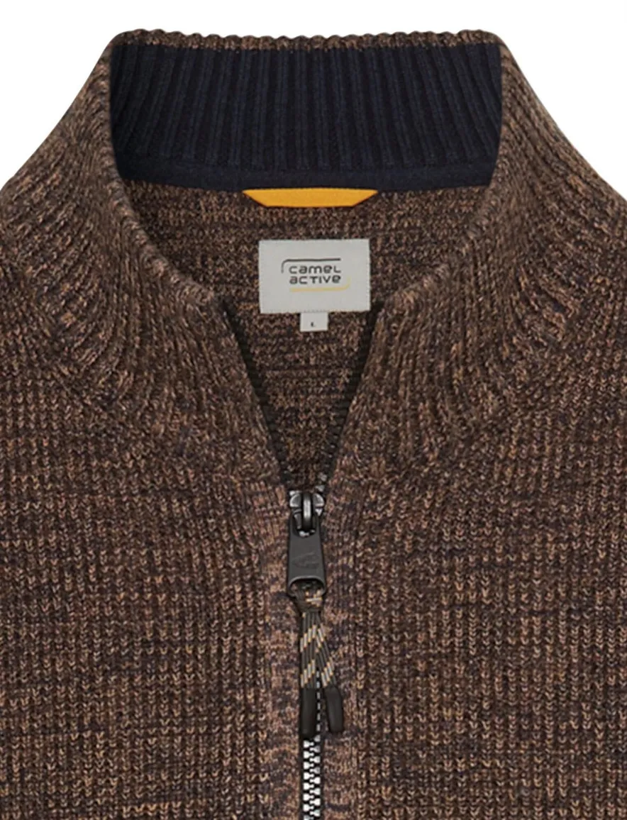 Camel Active vest donkerbruin gemêleerd katoen