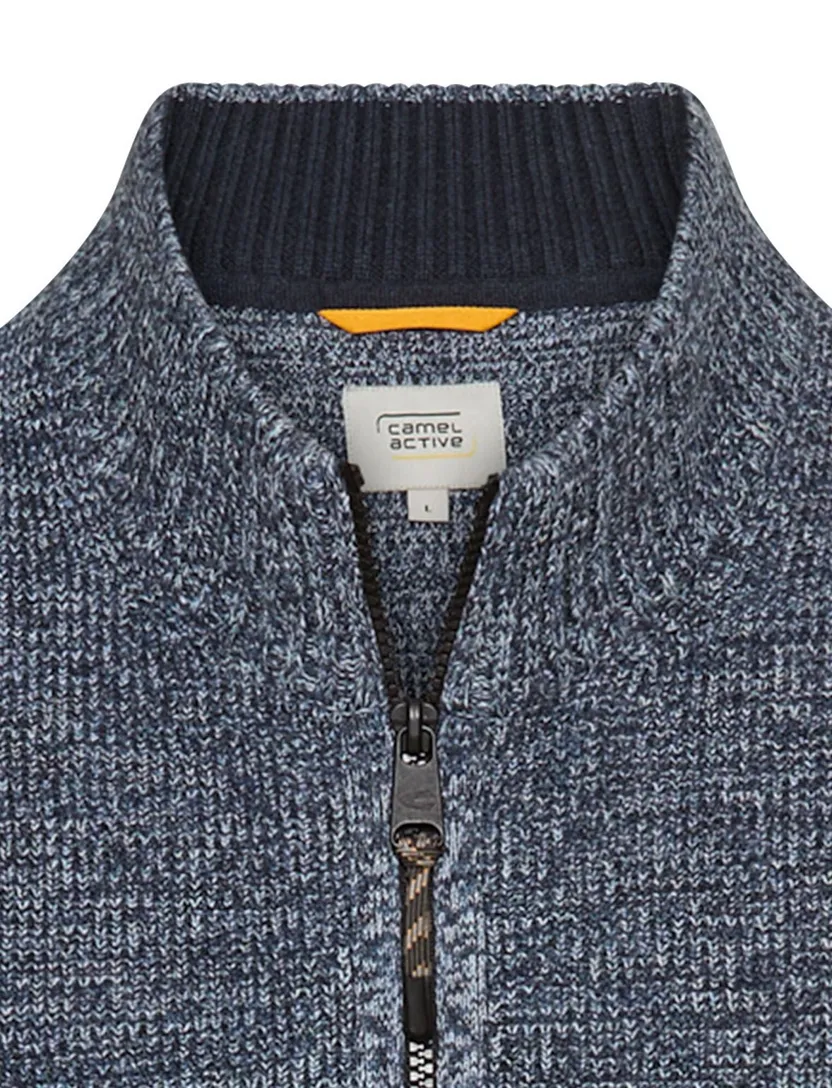 vest Camel Active donkerblauw gemêleerd katoen