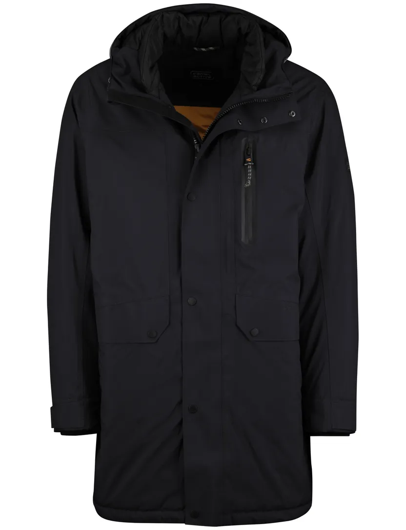 Camel Active winterjas effen donkerblauw wijde fit